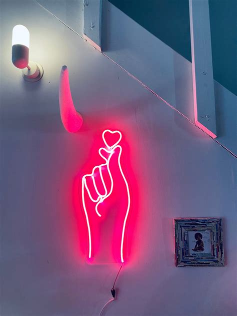 Neon Kpop Finger Heart LED Art Sign Etsy UK