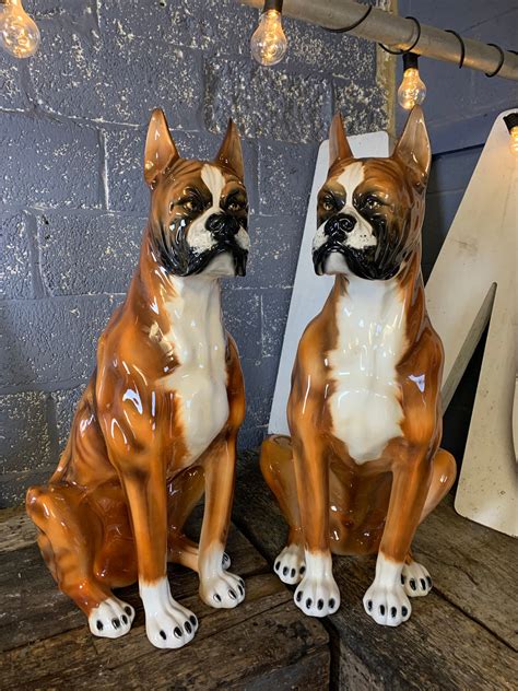 A Large Ceramic Boxer Dog Statue Made By Ceramiche Italy Belle And