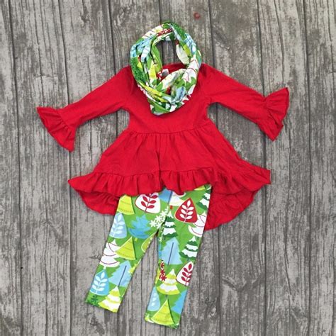 New Arrival Baby Winter Girls 3 Pieces Sets With Scarf Boutique Ruffle