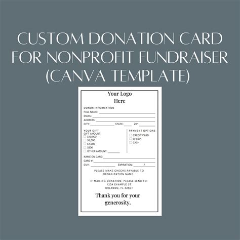Custom Printable Donation Card for Nonprofit Fundraiser Canva Template