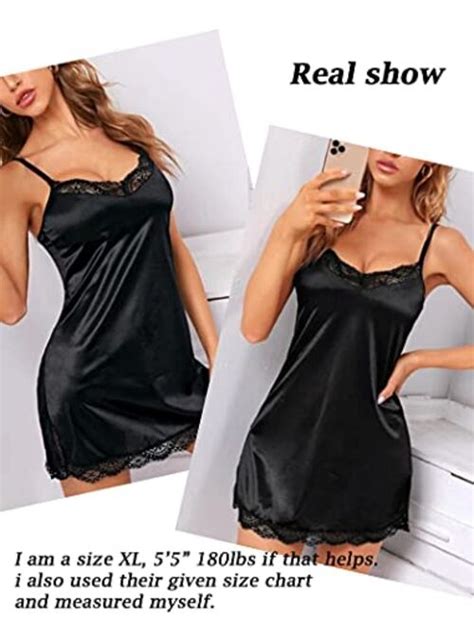 Buy Avidlove Women Lingerie Satin Lace Chemise Nightgown Sexy Full Slips Sleepwear Online