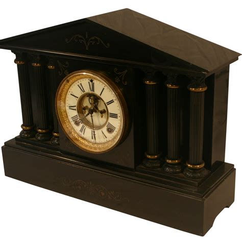 A Victorian Slate Mantle Clock Williams Antiques