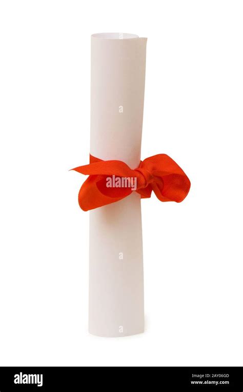 Diploma With Red Ribbon Isolated On White Stock Photo Alamy