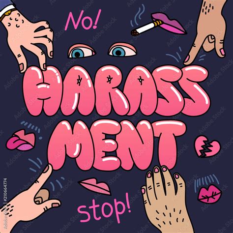Sexual Harassment Concept Illustration With The Words Sexual Harassment And Mens Hands And