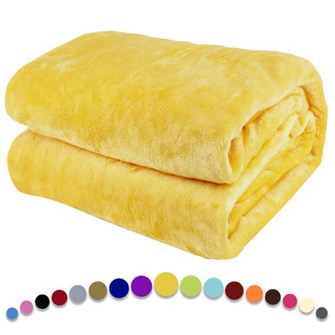 Howarmer Yellow Fuzzy Bed Blanket Queen Size Soft Flannel Fleece