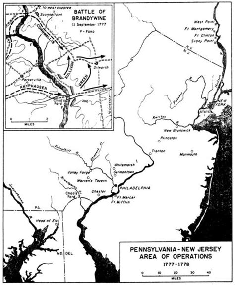 Map Of The Pennsylvania New Jersey Area Of Operations 1777 1778