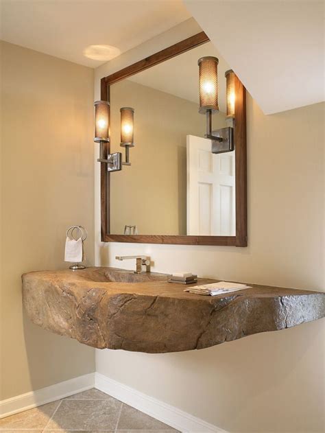 Contemporary Bathroom Floating Wood Counter Ideas Youll Love It