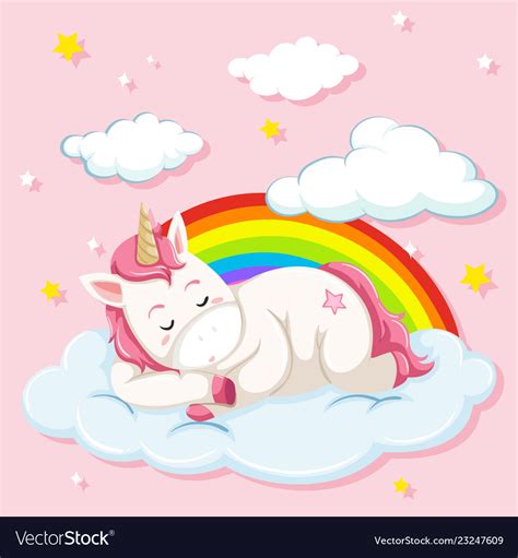 Unicorn Sleeping On Cloud Royalty Free Vector Image