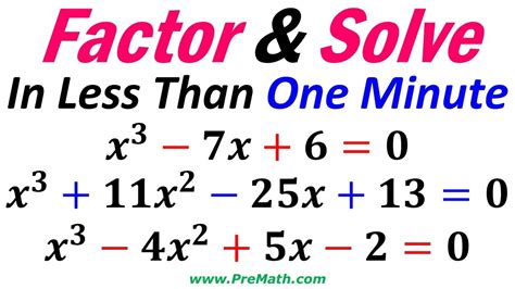 Then we look at how cubic equations can be solved by spotting factors and using a method called synthetic division. Factor and Solve Cubic Equations in Less Than One Minute! - Super Simple Trick - YouTube