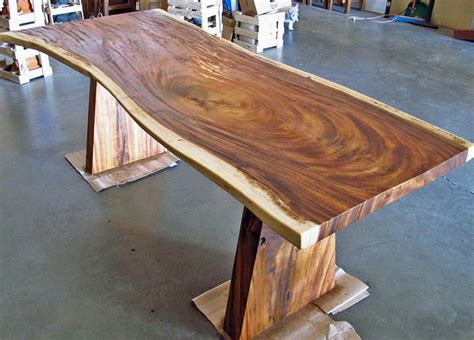 Perfect for natural and rustic decor homes, this makes a stunning wood dining table with endless natural. Live Edge / Natural Edge Monkeypod Wood Dining Table ...
