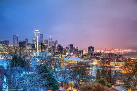 Free Download Download Wallpaper Seattle Seattle Night City Panorama
