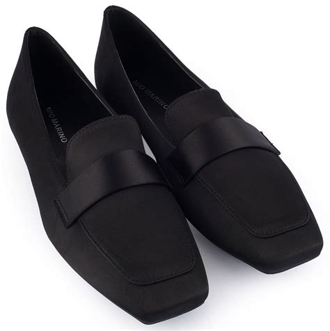 Mio Marino Comfortable Flat Dress Shoes For Women Square Toe Satin