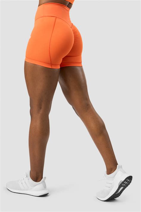 scrunch v shape tight shorts orange iciw