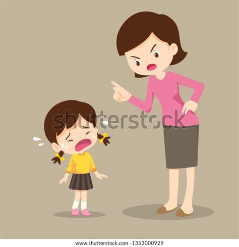 Mother Scolding Her Daughter Girl Cry Stock Vector Royalty Free