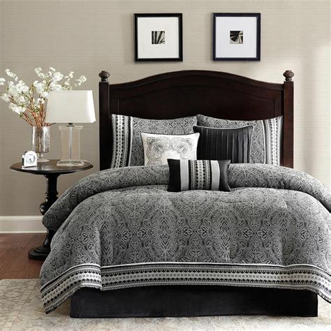 beautiful elegant rich modern grey black white comforter