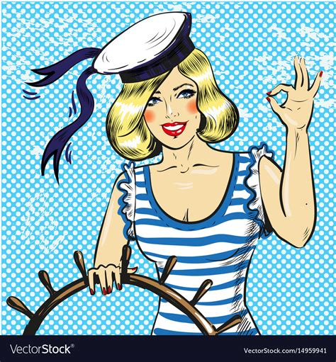 Pop Art Sailor Pin Up Girl Royalty Free Vector Image