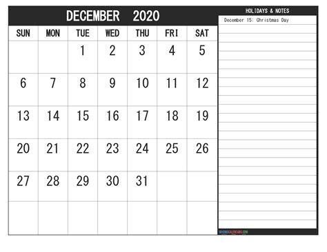 Get December 2020 Calendar With Holidays Printable Calendar