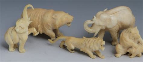 8 Miniature Ivory Carved Animal Figurines Lot 52330