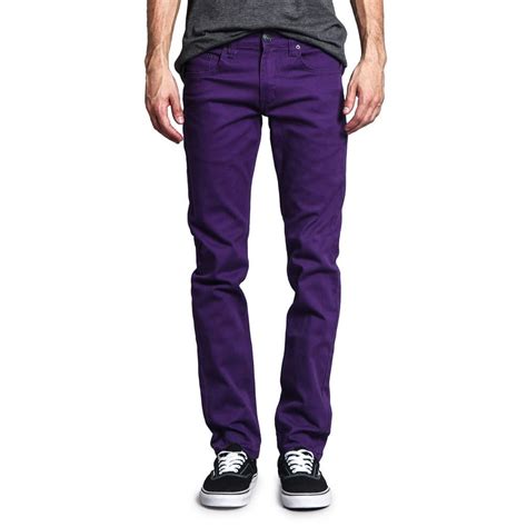 G Style Usa Victorious Mens Skinny Fit Color Stretch Jeans Purple