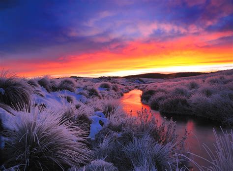 Sunset Over The Snowy Mountains Australia By Steven Crawford