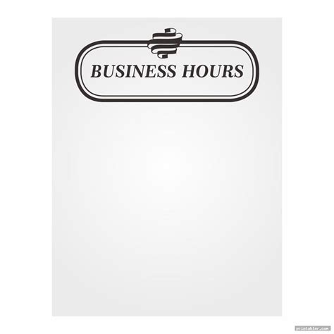 Store Hours Sign Template Printable