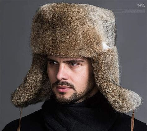Trapper Hat Mens Mens Winter Hats With Ear Flaps Rabbit