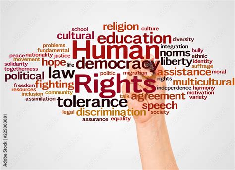Human Rights Word Cloud And Hand With Marker Concept Stock Illustration Adobe Stock