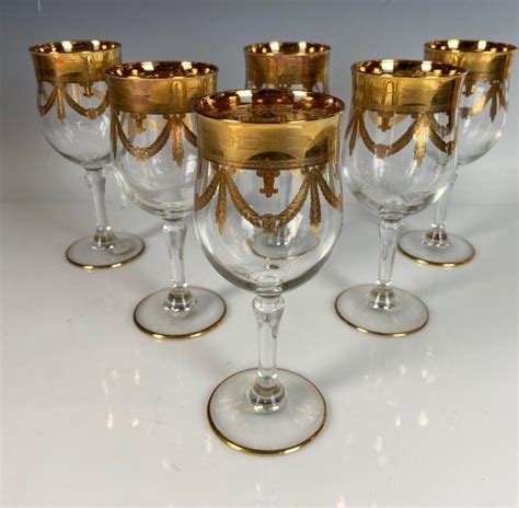 Sold Price Set Of 6 Gilt Wine Glasses Invalid Date Pdt