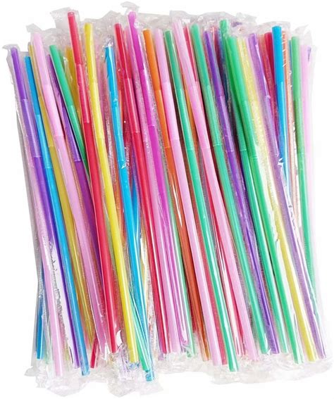 Artrylin 200 Pcs Flexible Plastic Drinking Straws 26cm Extra Long