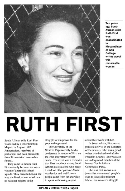 Ruth First Timeline 1925 2012 South African History Online