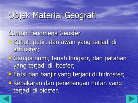 Jawaban panjang objek geografi ini ada 2 macam a) objek material geografi yang terdiri atas geosfer (atmosfer, biosfer, hidrosfer, litosfer, dan anthroposfer) b). PPT - GEOGRAFI PowerPoint Presentation - ID:4745880