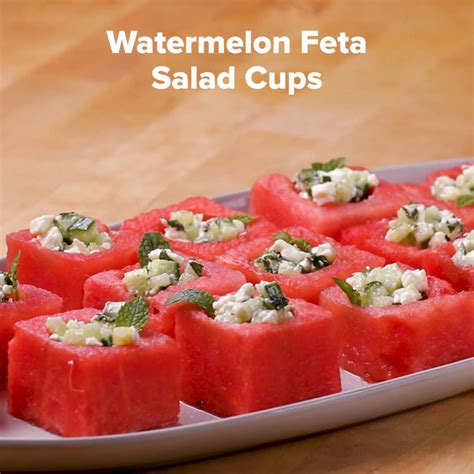 Watermelon Feta Salad Cups Recipe In 2020 Watermelon And Feta