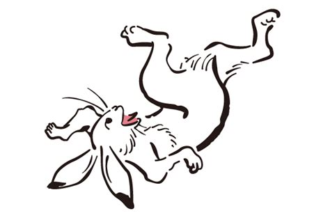 鳥獣(ちょうじゅう) • (chōjū) (kyūjitai 鳥獸, historical kana てうじう). 転ぶウサギ - ダ鳥獣戯画