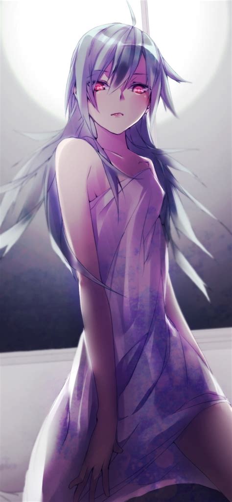Wallpaper Red eyes anime girl, pose, skirt, backlight 2880x1800 HD