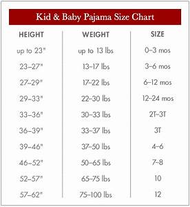 Size Chart Pajamas Pottery Barn Kids Size Chart Baby Costumes