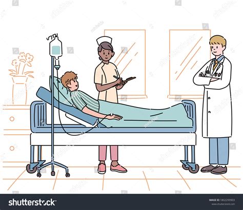 Patient Lying Hospital Bed Nurse Doctor Stock Vector Royalty Free