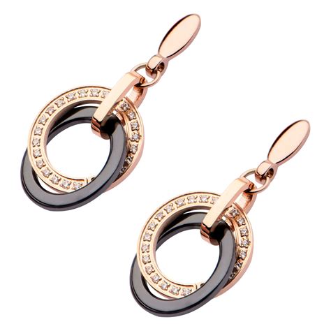 Fire Steel Rose Gold Stainless Steel Jewellery Sets Hoop Earrings