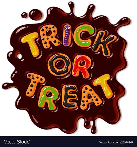 Letter and photos in envelope cartoon icon. Colorful candy letters trick or treat in puddle of vector ...