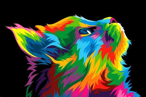 Cat Colorful Rainbow Vector Artwork Pop Art Animals Colorful Animal
