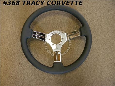 1963 1982 Corvette Steering Wheel Black Leather 3 Spoke Chrome 14 25