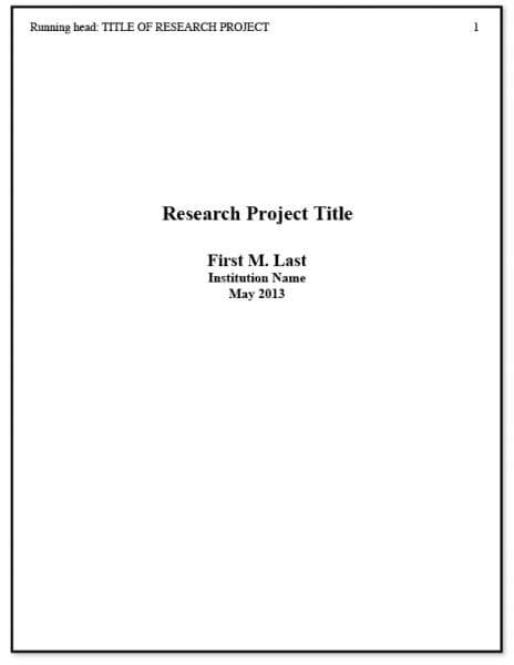 Apa Title Page