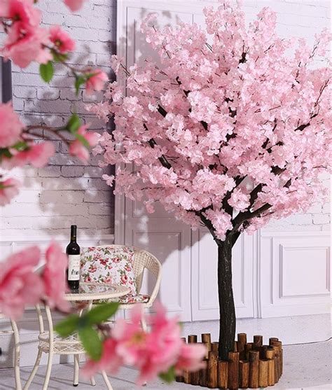 Vicwin One Artificial Cherry Blossom Trees Handmade Light Pink Tree Indoor Outdoor
