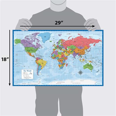 Laminated World Map And Us Map Poster Set 18 X 29 Wall Chart Maps