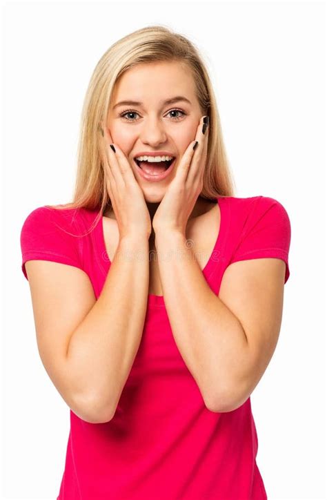 Portrait Of Surprised Young Woman Stock Image Image Of Excited Hair