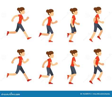 Girl Run Cycle Animation Sprite Sheet Stock Vector Royalty Free Sexiz Pix