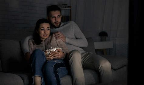 Scared Couple Watching Film Late At Night Pacific Northwest Title