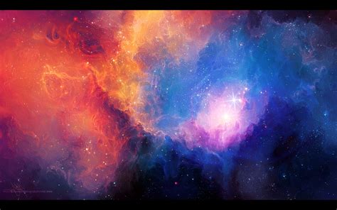 Red And Blue Nebulae Artwork Wallpapers Hd Desktop And