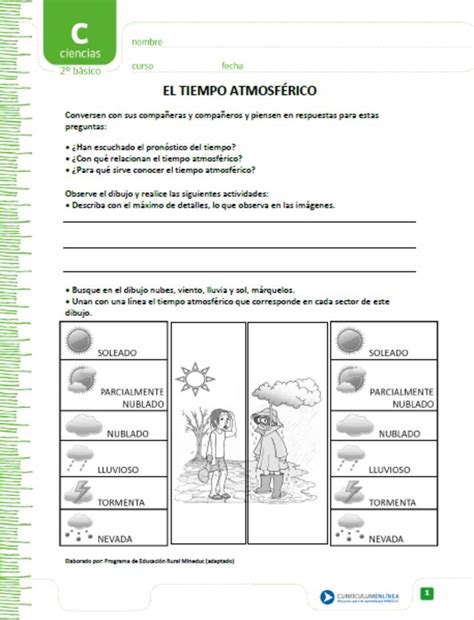 El Tiempo Atmosférico Curriculum Nacional Mineduc Chile