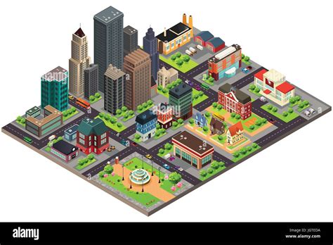 A Vector Illustration Of Isometric Design Of City Streets And Buildings Stock Vector Image And Art