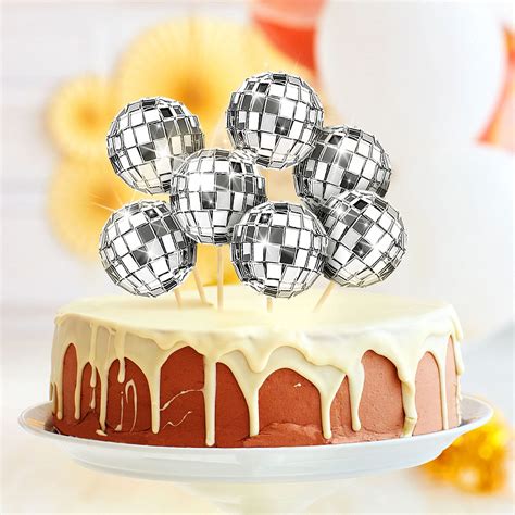 Buy 20 Pieces Disco Ball Cake Toppers Mirror Disco Ball Cupcake Toppers